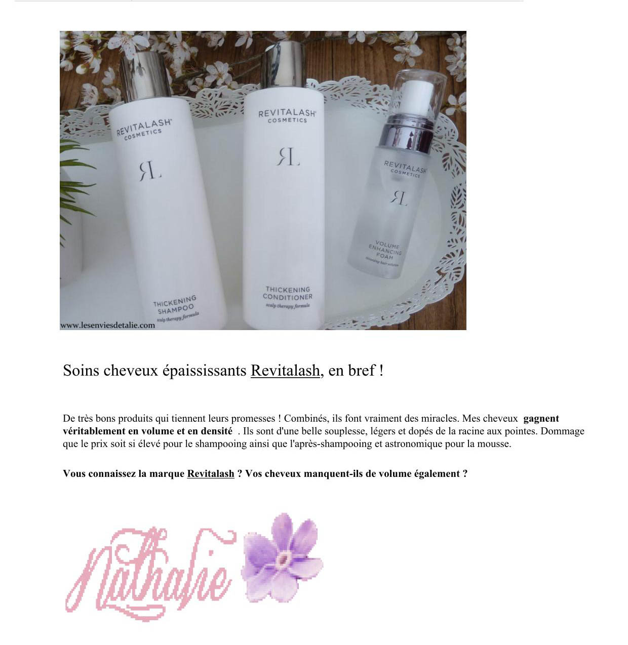 La gamme capillaire de RevitaLash® Cosmetics paru dans Les Envie de Talie - Novembre 2021 